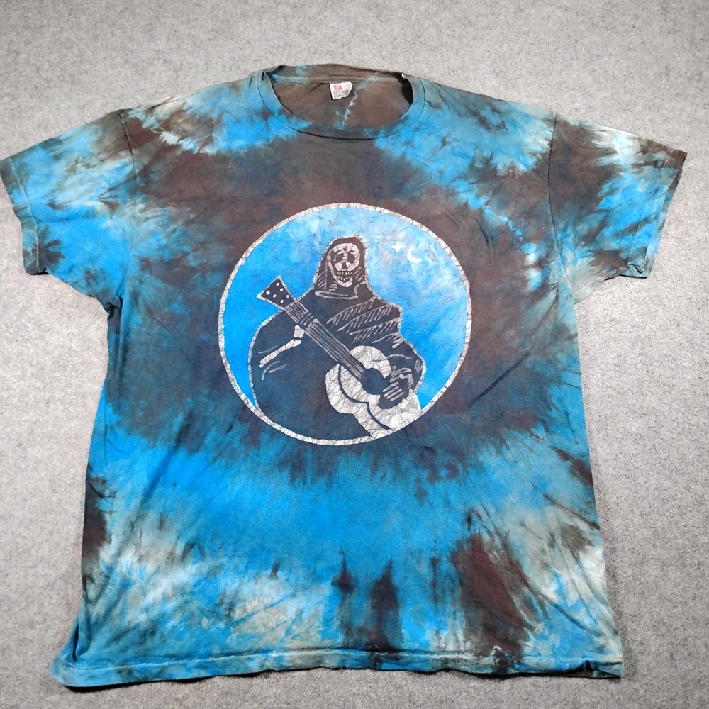 Grateful Dead Batik Skull Guitar Men's Blue Tie Dye Graphic T Shirt Vintage 3XL